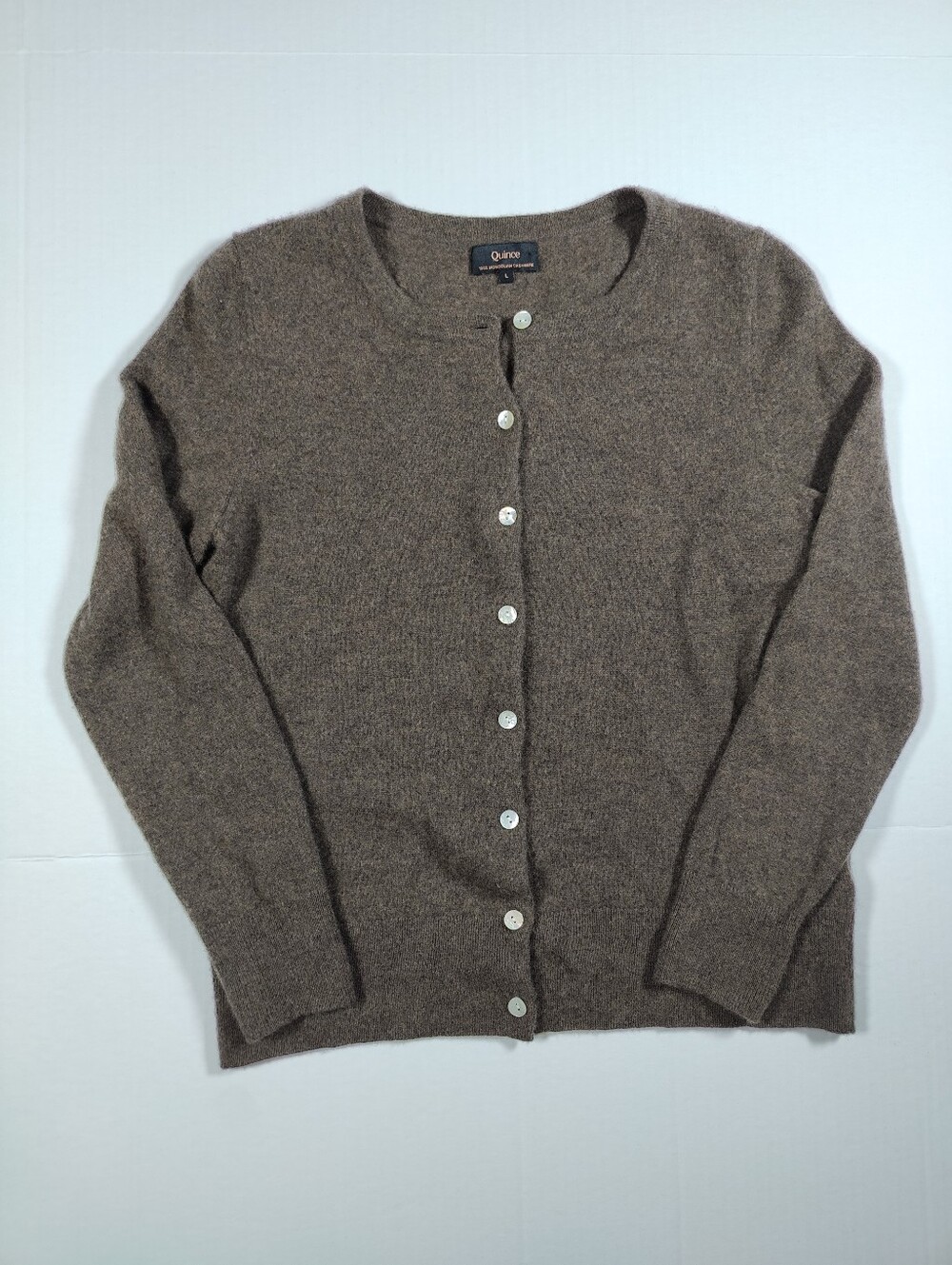 Quince Women's Brown 100% Mongolian Cashmere Button Long Sleeve Cardigan Size L